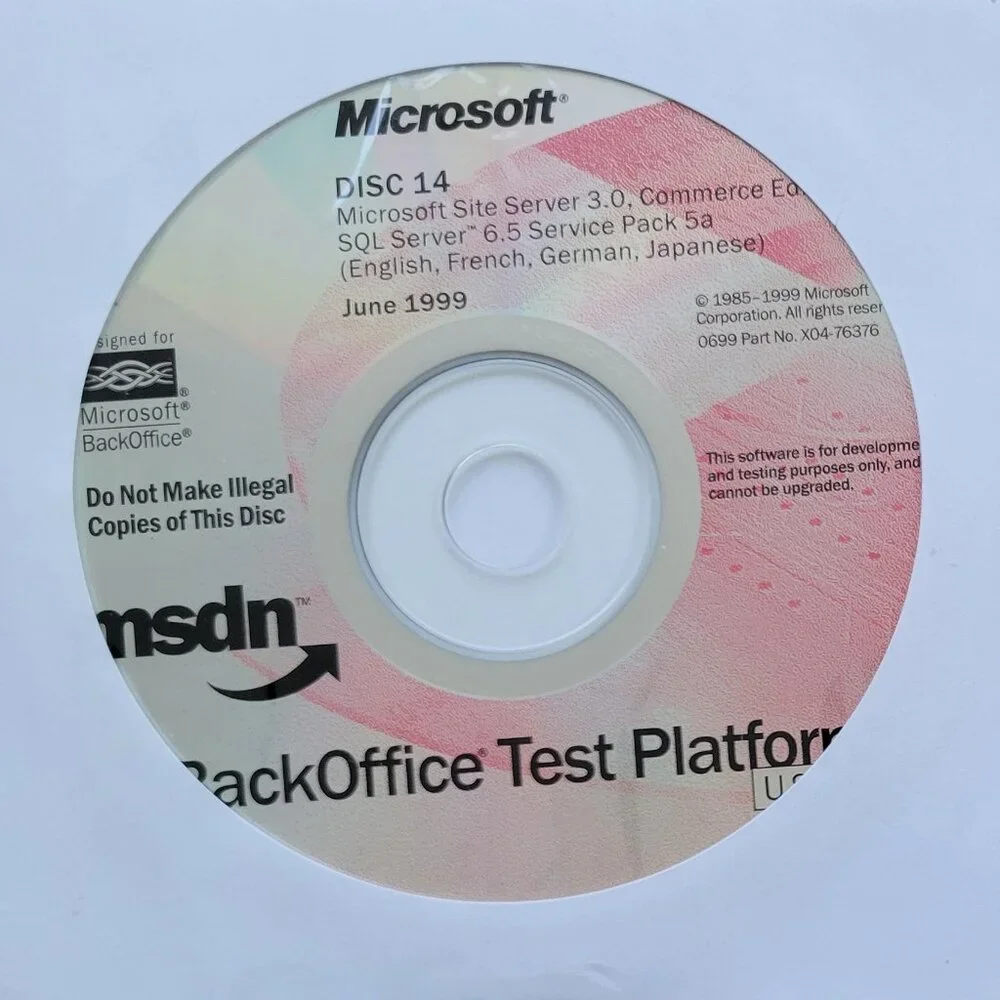 Vintage - Microsoft Site Server 3 Commerce Edition & SQL Server 6.5 SP 5a, 1999